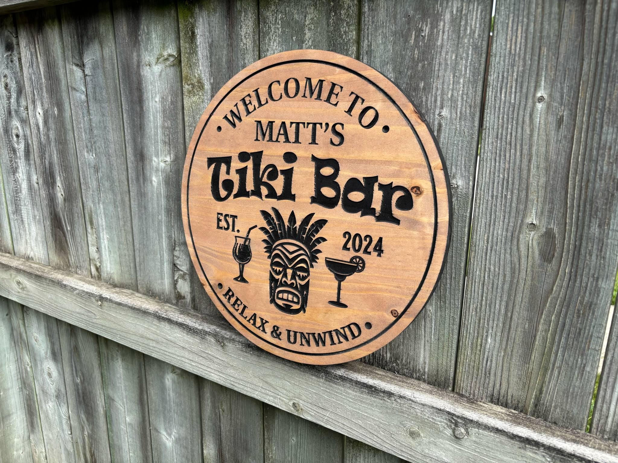 Personalized Backyard Wood Bar Sign