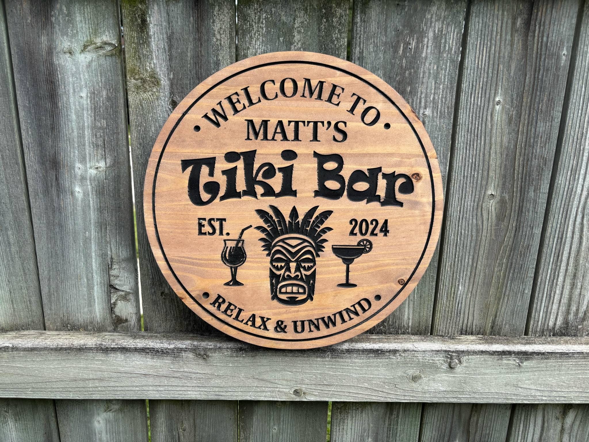 Personalized Backyard Wood Bar Sign