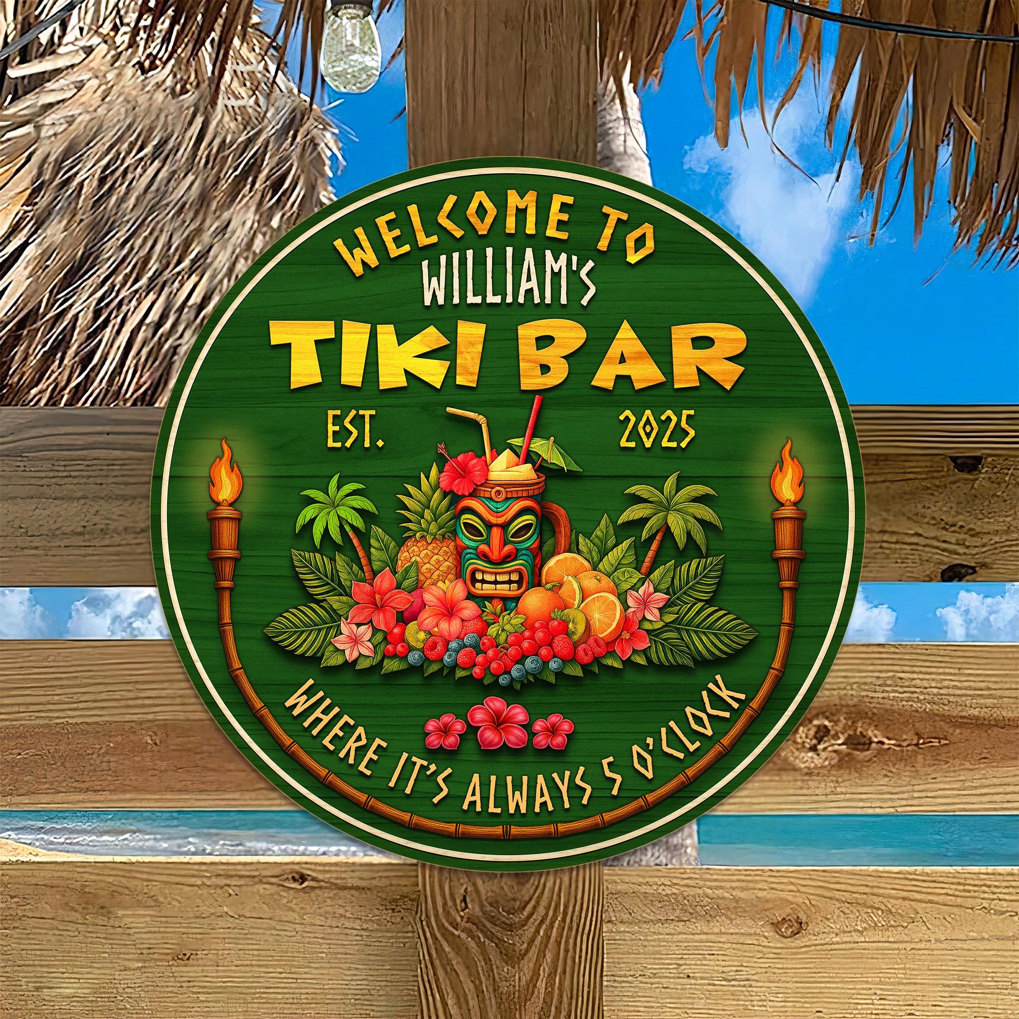 Custom Wood Decor for Pool Bar