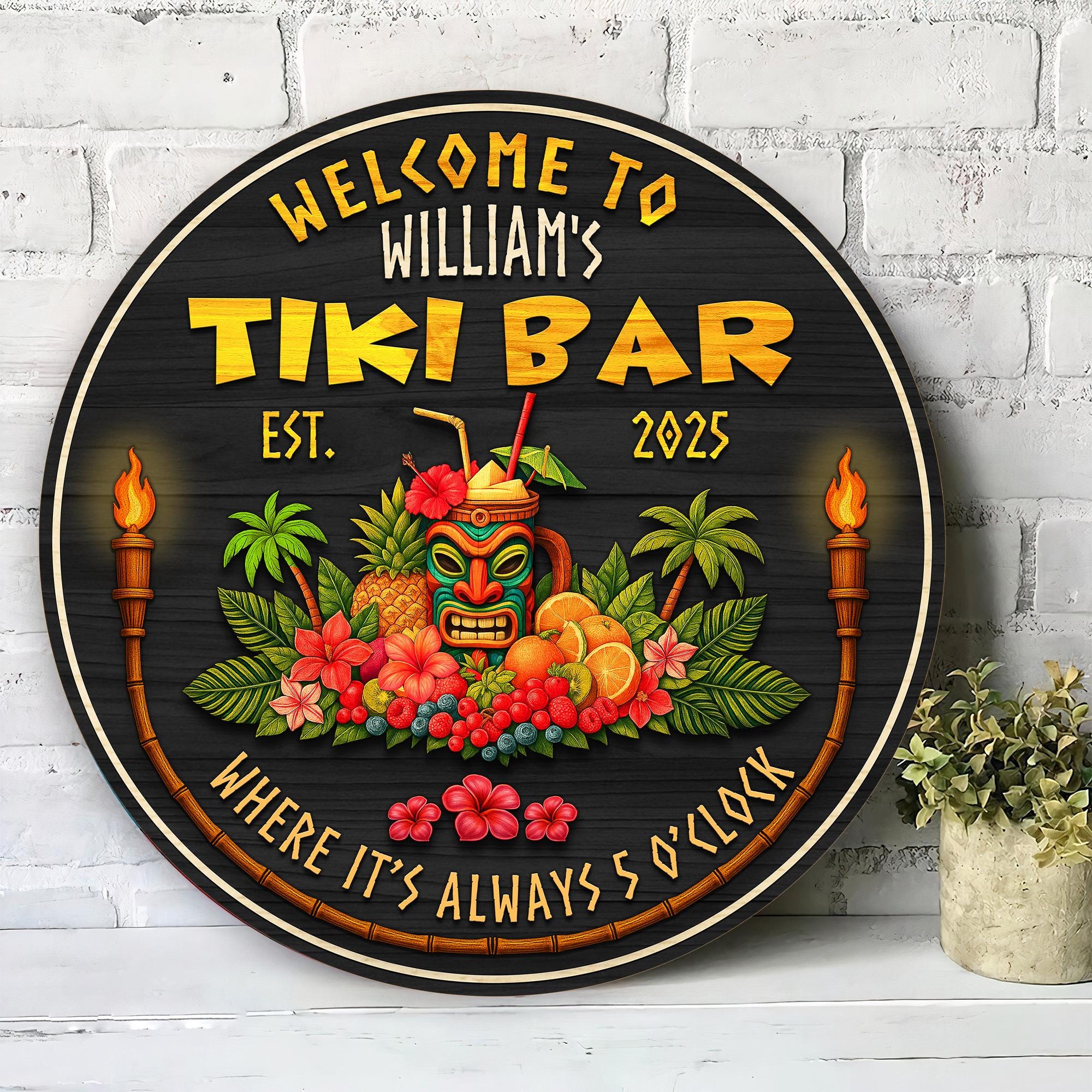 Custom Wood Decor for Pool Bar