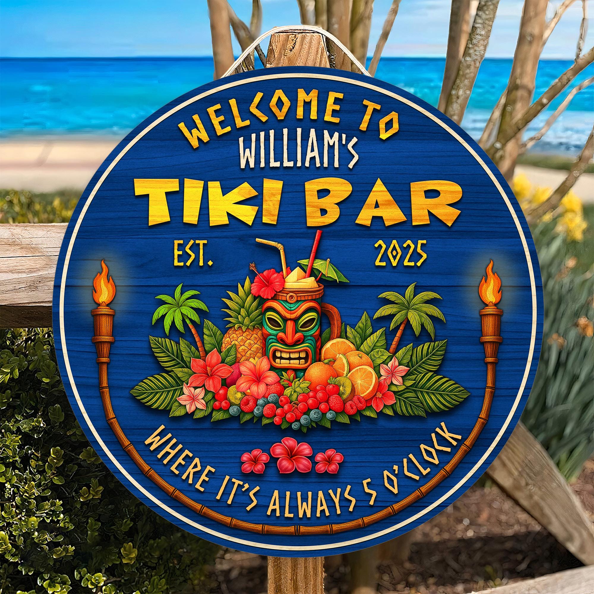 Custom Wood Decor for Pool Bar