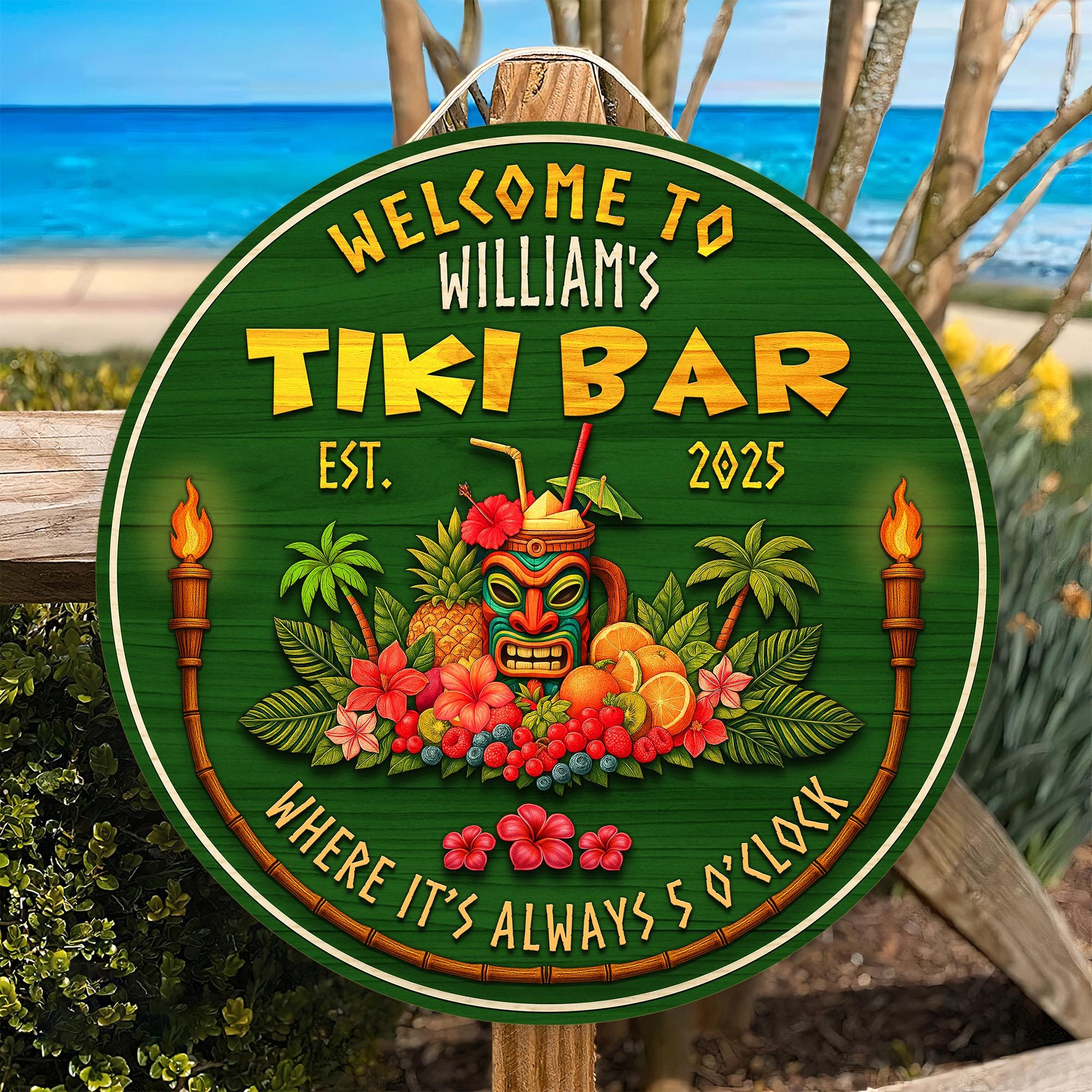 Custom Wood Decor for Pool Bar