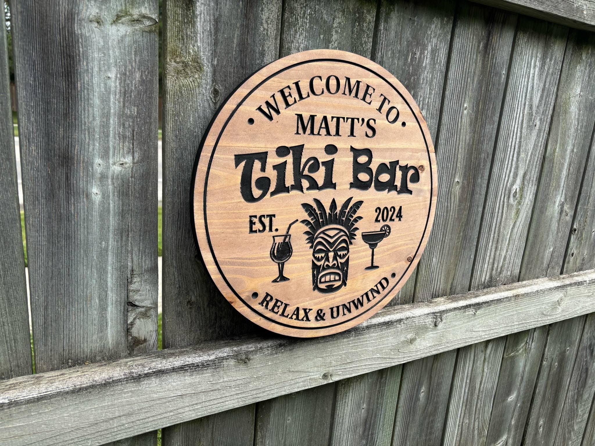 Personalized Backyard Wood Bar Sign