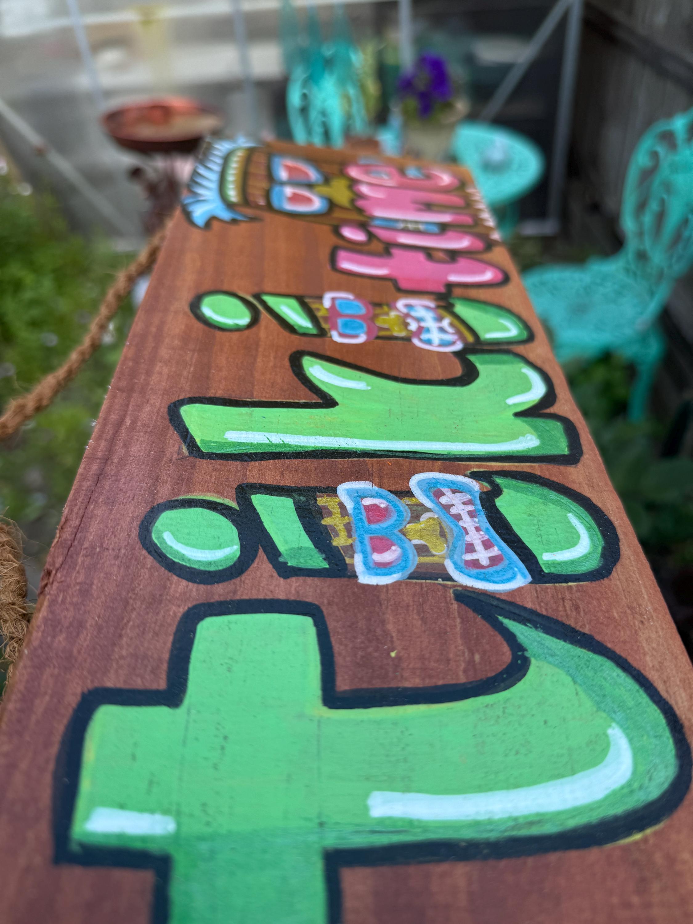 Tiki Time Wooden Sign – Tropical Party Decor, Luau Wall Hanging, Outdoor Tiki Bar Accessory