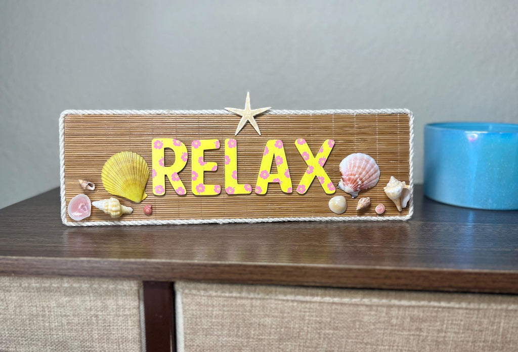 Relax Bamboo Sign – Handmade Coastal Wall Décor