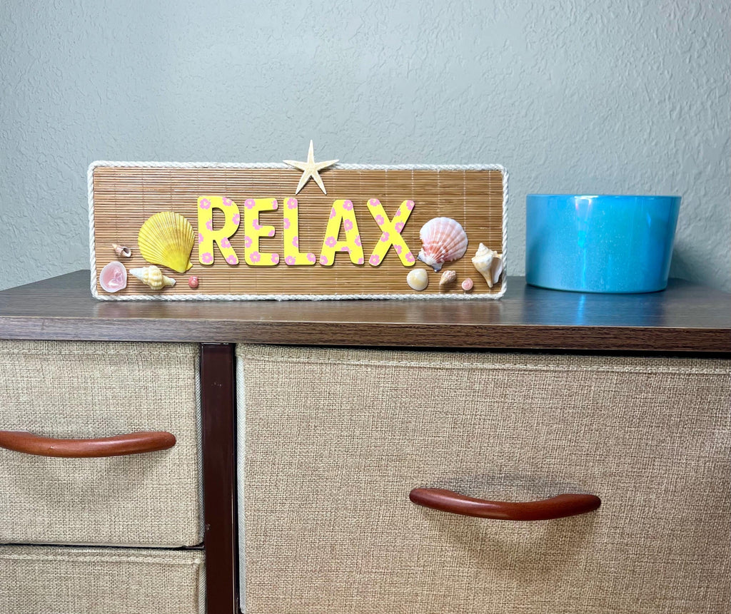 Relax Bamboo Sign – Handmade Coastal Wall Décor